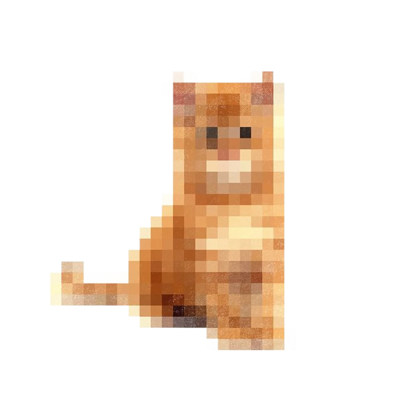 Censored Cat, a ginger cat rendered entirely as a pixelation mosaic